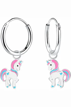 ALEXANDER YORK Paar Creolen Charm-Ohrringe EINHORN HERZ pink, 2-tlg., 925 Sterling Silber - Verkäufer: