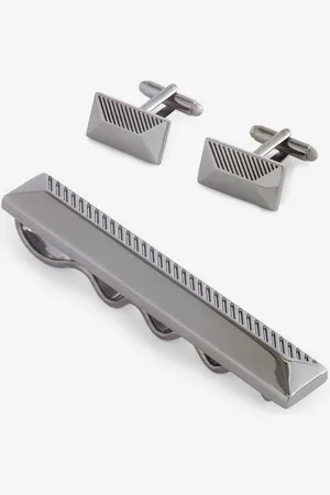 Next Manschettenknöpfe Strukturierte Manschettenknöpfe + Krawattenklammer (1-Paar) - Verkäufer: Germany GmbH