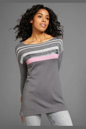Laura Scott Strickpullover in Streifen-Design mit Glitzersteinen