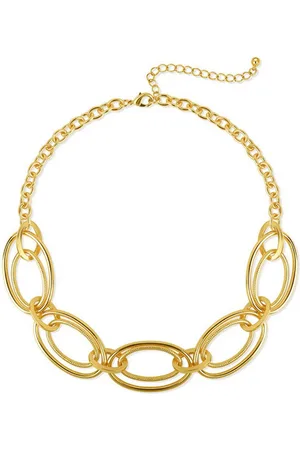 Karma Gliederkette große Halskette silber oder Gold Damenhalskette Damenkette (Aluminium), Silberkette golfarben auffällige Kette - Verkäufer: Sanixa
