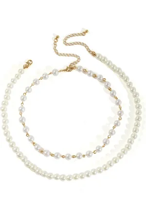 Karma Perlenketten-Set 2er Set Perlenkette Gold Perlen Metall Damenhalskette Halskette (Damenschmuck Geschenk für Sie, Perlenkettenset modern), Kunstperlen Damenhalskette Damenkette Kette modern - Verkäufer: Sanixa