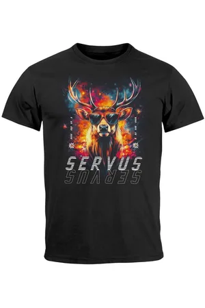 Neverless Print-Shirt Herren T-Shirt Servus Hirsch Trachtenshirt Modern Techno Style mit Print - Verkäufer: Akowi