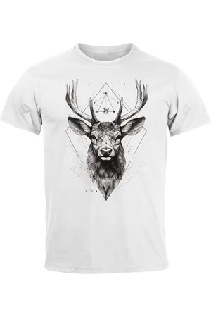 Neverless Print-Shirt Herren T-Shirt Hirsch Trachtenshirt Tiermotiv WildTier Abstrakt mit Print - Verkäufer: Akowi