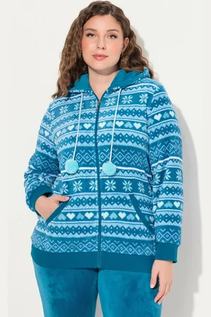 Ulla Popken Sweatjacke Homewear-Jacke Plüsch Norweger Kapuze recycelt - Verkäufer: Popken Fashion Group