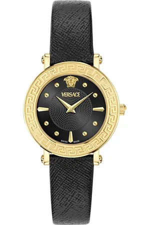 VERSACE Quarzuhr GRECA SPHERE VE9C00224, Armbanduhr, Damenuhr, Swiss Made, Saphirglas, Lederarmband, analog