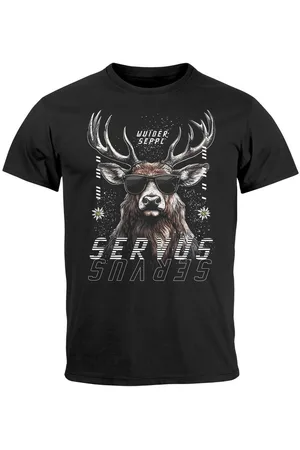 Neverless Print-Shirt Herren T-Shirt Servus Hirsch Trachtenshirt Modern Techno Style mit Print - Verkäufer: Akowi