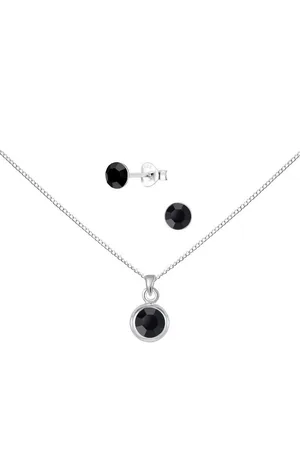 ALEXANDER YORK Schmuckset SOLITÄR schwarz, 4-tlg., 925 Sterling Silber - Verkäufer: