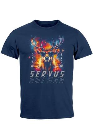 Neverless Print-Shirt Herren T-Shirt Servus Hirsch Trachtenshirt Modern Techno Style mit Print - Verkäufer: Akowi