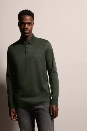 Bugatti Langarm-Poloshirt mit feiner Strukturoptik