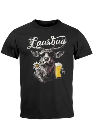Neverless Print-Shirt Herren T-Shirt Trachtenshirt Hisch Bier-Glas Alpen Edelweiß mit Print - Verkäufer: Akowi