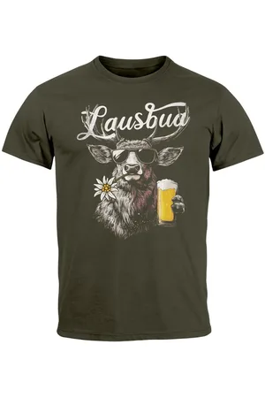 Neverless Print-Shirt Herren T-Shirt Trachtenshirt Hisch Bier-Glas Alpen Edelweiß mit Print - Verkäufer: Akowi