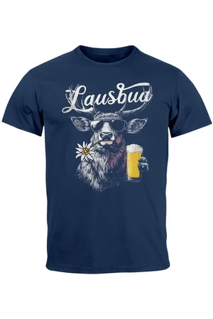 Neverless Print-Shirt Herren T-Shirt Trachtenshirt Hisch Bier-Glas Alpen Edelweiß mit Print - Verkäufer: Akowi
