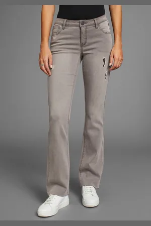 ARIZONA Bootcut-Jeans Ultra-Stretch ausgestellte Beinform, modischer Used-Look, normale Leibhöhe