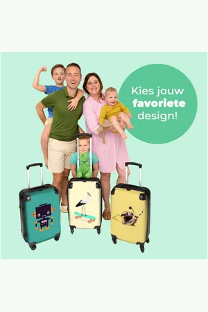 No Boring Suitcases © Kinderkoffer Storch - Tiere - Skateboard - Gelb 67 cm - 72 L, 4 Rollen, Mittelgroßer Reisetasche mit Rollen für 20kg, Kinderkoffer - Verkäufer: MuchoWow GmbH