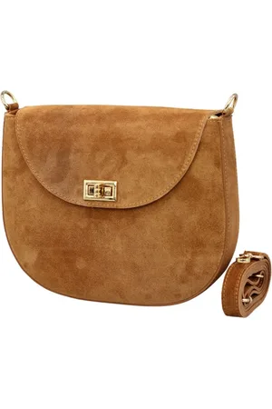 Adel Bags Umhängetasche Halbmond Damen Schultertasche, echtes Wildleder, Innen und Hintentasche mit Reißverschluss, hergestellt in Italien - Verkäufer: