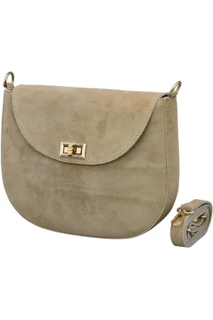Adel Bags Umhängetasche Halbmond Damen Schultertasche, echtes Wildleder, Innen und Hintentasche mit Reißverschluss, hergestellt in Italien - Verkäufer: