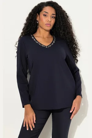 Ulla Popken Longsleeve Shirt Ziersteine Classic V-Ausschnitt Langarm - Verkäufer: Popken Fashion Group