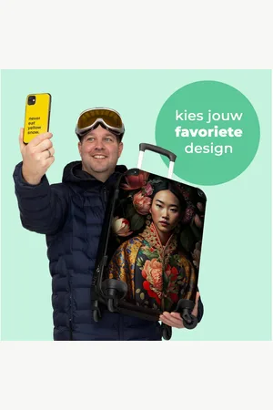 No Boring Suitcases © Hartschalen-Trolley Frau - Asiatisch - Kimono - Blumen - Porträt 67 cm - 72 L, 4 Rollen, Koffer Mittelgroß für 20kg, Suitcase für Erwachsene, Reisekoffer - Verkäufer: MuchoWow GmbH