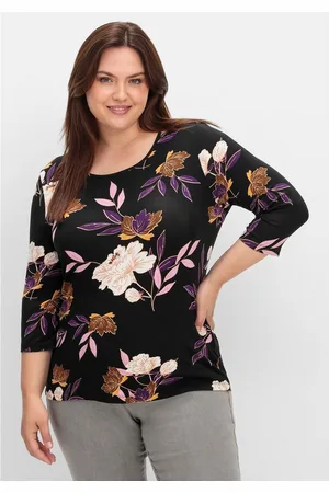Sheego 3/4-Arm-Shirt Große Größen mit Blumenprint, aus Viskosejersey
