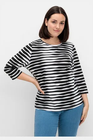 Sheego 3/4-Arm-Shirt Große Größen mit welligen Streifen