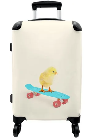 No Boring Suitcases © Kinderkoffer Küken - Gelb - Skateboard - Blau - Tiere 67x43x25cm, 4 Rollen, Mittelgroßer Reisetasche mit Rollen, Kinderkoffer - Verkäufer: MuchoWow GmbH