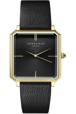 ROSEFIELD Quarzuhr Damenuhr Octagon Schwarz-Gold Leder eckig OBSBG-O49 - Verkäufer: JUWELSTORE.de