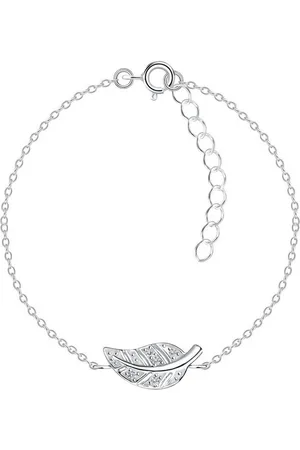 Bungsa Armband Armband Blatt mit Kristall aus 925 Silber Damen (1 Armband, 1-tlg), Bracelet Armschmuck - Verkäufer: