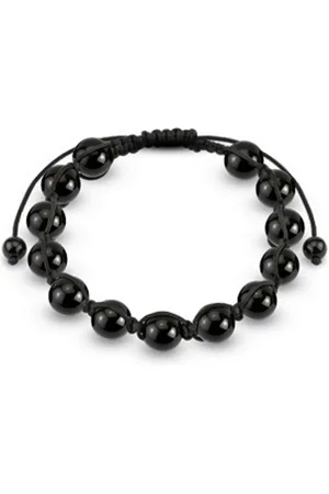 Bungsa Armband Perlen-Armband Obsidian schwarz Bindeknoten Unisex (1 Armband, 1-tlg), Bracelet Armschmuck - Verkäufer:
