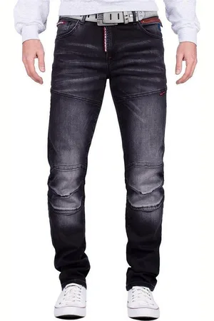 Cipo & Baxx Slim-fit-Jeans stonewashed Denim Hose BA-CD699 mit roten Akzenten - Verkäufer: bans24