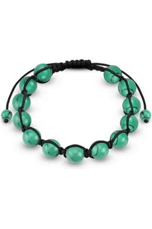 Bungsa Armband Armband Türkis Perlen schwarzes Band Bindeknoten (1 Armband, 1-tlg), Bracelet Armschmuck - Verkäufer: