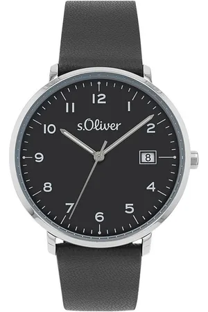 QS by s.Oliver Quarzuhr 2038594, Armbanduhr, Damenuhr, Herrenuhr, Lederarmband, Datum