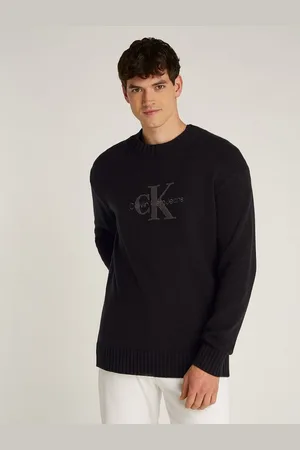 Calvin Klein Rundhalspullover CHENILLE MONOLOGO SWEATER mit Logostickerei