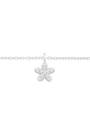 Bungsa Fußkette Fusskette Blüte mit Kristall Silber aus 925 Silber Damen (1 Armband, 1-tlg), Bracelet Armschmuck - Verkäufer: