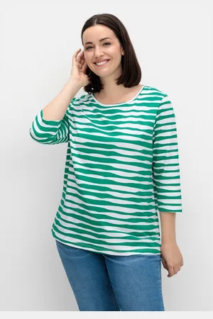 Sheego 3/4-Arm-Shirt Große Größen mit welligen Streifen