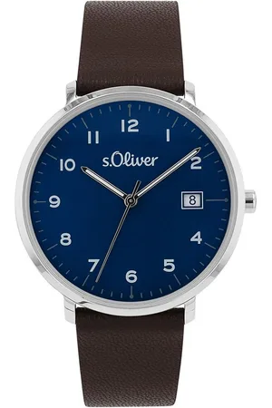 QS by s.Oliver Quarzuhr 2038593, Armbanduhr, Damenuhr, Herrenuhr, Lederarmband, Datum