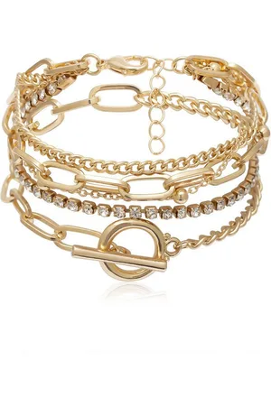 Karma Armband Set Armbandset Metall Gold mehrreihig Damenarmband Armband Damen (Damenschmuck ), mehrreihig Glitzersteine modern Metallarmband - Verkäufer: Sanixa