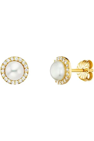 JULIE JULSEN Paar Ohrstecker 925/- Sterling Silber vergoldet Perle und Zirkonia