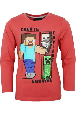 Minecraft Langarmshirt Steve Creeper Kinder Jungen Langarmshirt Shirt Gr. 116 bis 152, 100% baumwolle - Verkäufer: WS-Trend