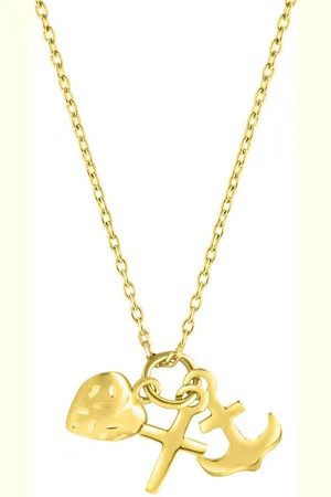 ELLEN K. Kette mit Anhänger 375/- Gelbgold Glaube,Liebe,Hoffnung