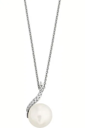 Orolino Kette mit Anhänger Gold 585 mit 9 Brillanten zus. 0,07ct. und weißer Perle 9mm