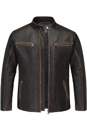amaci Lederjacke JUNEAU Lederjacke Herren Vintage Zipper Lederjacke - Verkäufer: