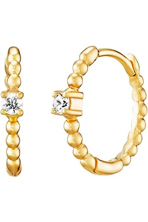 JULIE JULSEN Paar Creolen 925/- Sterling Silber vergoldet 2 Zirkonia 12mm