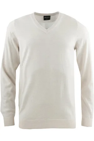 Marvelis V-Ausschnitt-Pullover Pullover - Merino - Casual Fit - V-Ausschnitt - Einfarbig - Wollweiß - Verkäufer: Feehm