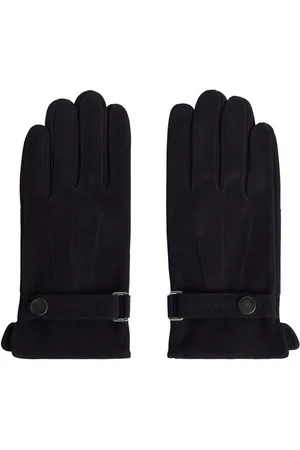 Calvin Klein Lederhandschuhe LEATHER RIVET GLOVES NUBUCK mit Logoschriftzug