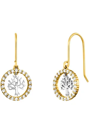 JULIE JULSEN Paar Ohrhänger 925/- Sterling Silber rhodiniert/vergoldet 44 Zirkonia Baum