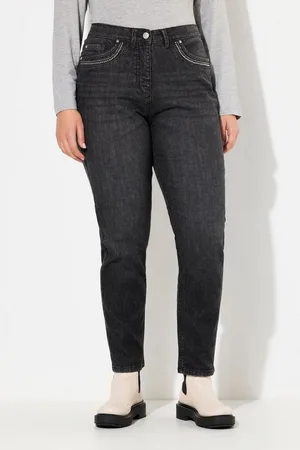 Ulla Popken Regular-fit-Jeans Mom-Jeans weites Bein Ziernieten Komfortbund - Verkäufer: Popken Fashion Group
