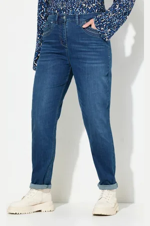 Ulla Popken Regular-fit-Jeans Mom-Jeans weites Bein Ziernieten Komfortbund - Verkäufer: Popken Fashion Group