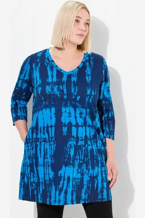 Ulla Popken Longshirt Longshirt Batikdruck A-Linie V-Ausschnitt 3/4-Arm - Verkäufer: Popken Fashion Group