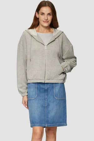 QS by s.Oliver Sweatshirt Sweatshirt-Jacke aus Scuba im Relaxed Fit Durchzugkordel - Verkäufer: