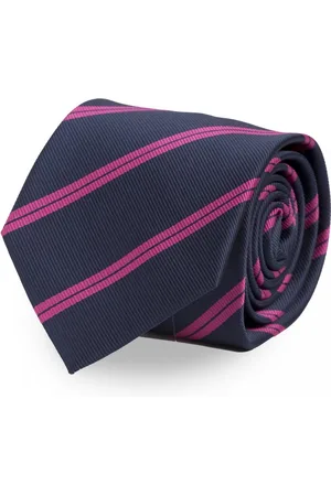 Fabio Farini Krawatte elegante Herren Schlips - Krawatten in 8cm (ohne Box, Gestreift) Breit (8cm), Dunkelblau/Pink - Verkäufer:
